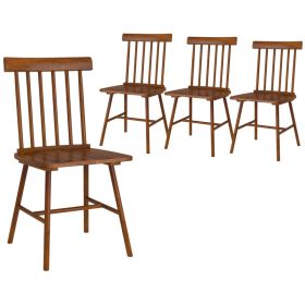 Dining Chairs Set of 4, Farmhouse Wood Kitchen Chairs with Rubber Wood Frame, Spindle Back for Dining Room, Light Brown