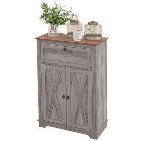 Farmhouse Sideboard Storage Cabinet with Doors and Drawer for Kitchen, Living room, 23.5"x11.75"x34.5", Gray