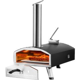 VEVOR Portable Outdoor Oven, 12-inch Pizza Oven, Pellet & Chips & Charcoal Tri-Fuel, Iron Spray Pizza Grill, Includes Pizza Stone, Waterproof Cov