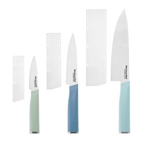 Classic 3-Piece Stainless Steel Chef Knife Set, Blue Velvet, Pistachio, Mineral Water