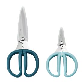 Japanese Steel 2-Piece Kitchen Scissors and Shears Set for Food and Herbs, Mineral Water/Agave